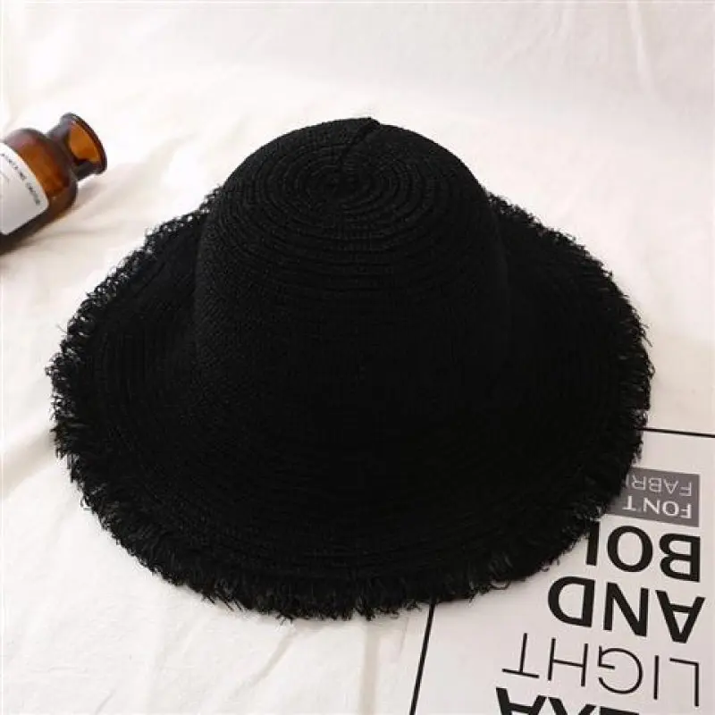 Fashion Women Panama Hats for Women Wide Large Brim Beach Sun Hats with Fashion Solid Visor Hat Straw Cap Female Bucket Hat