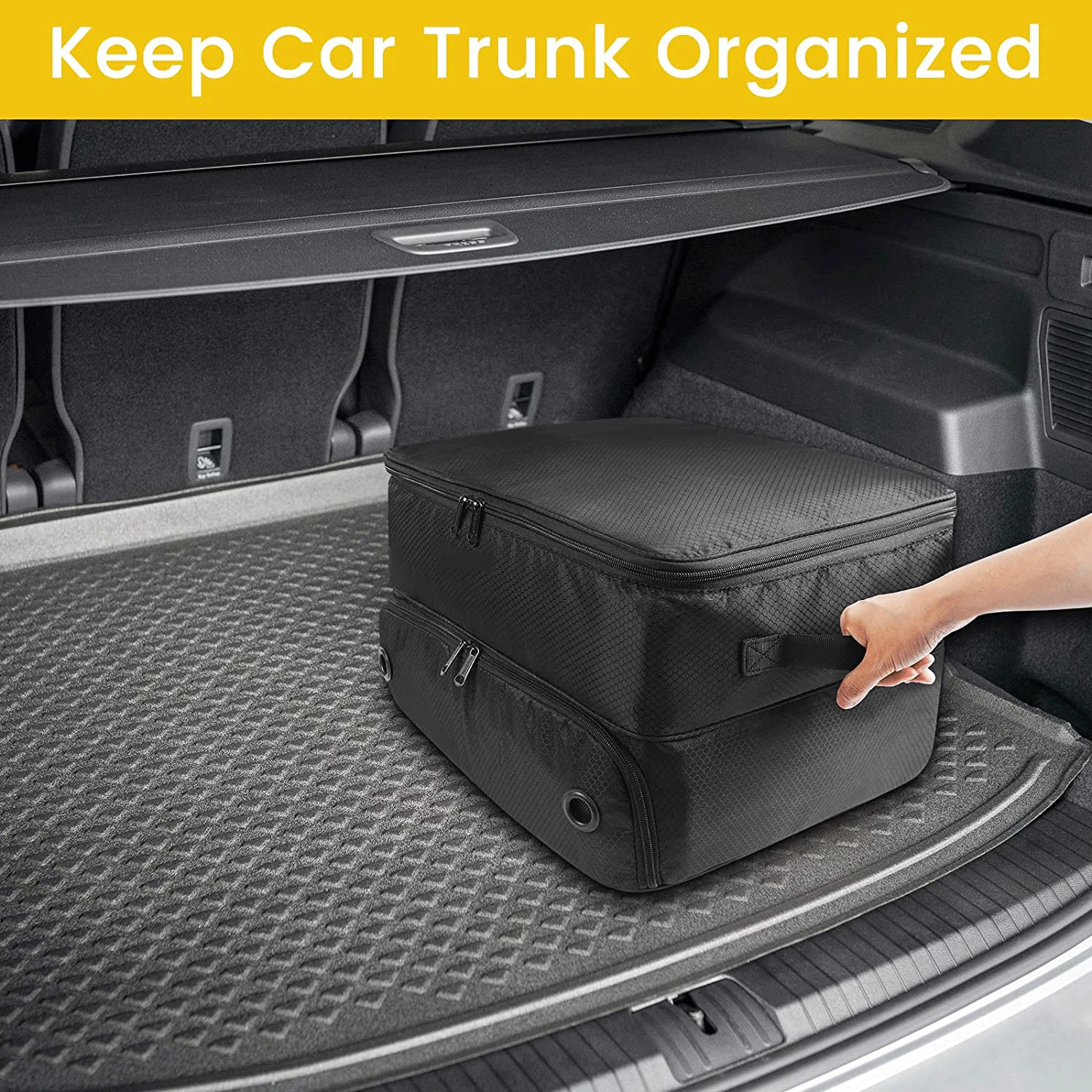 2 Layer Golf Trunk Organizer, Waterproof Car Golf Locker with Separate Ventilated Compartment Durable Golf Trunk Storage Box