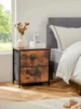 JHK Nightstand Bedside Coffee Sofa Tea Table Storage Closet Chest Clothes Display For Bedroom 2 Fabric Drawers Cabinet Furniture 1