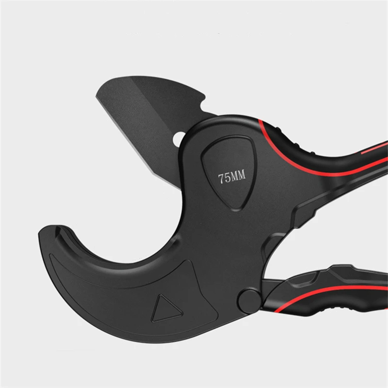 알루미늄 합금 바디 래칫 플라스틱 파이프 가위, 튜브 커터, PVC, PU, PP, PE 호스 절단 수공구, 32mm-75mm