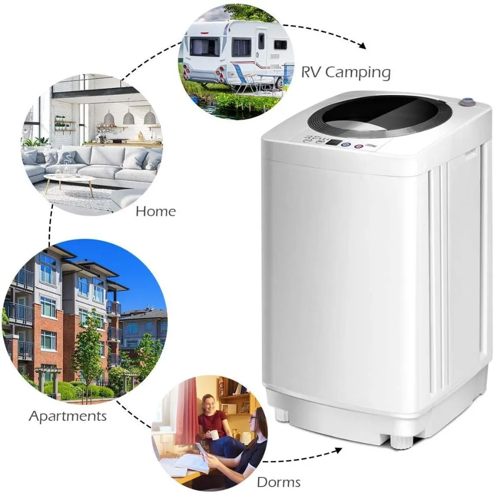 Washing Machine with Built-in Pump Drain 8 LBS Capacity Compact Laundry, Washing Machine 2