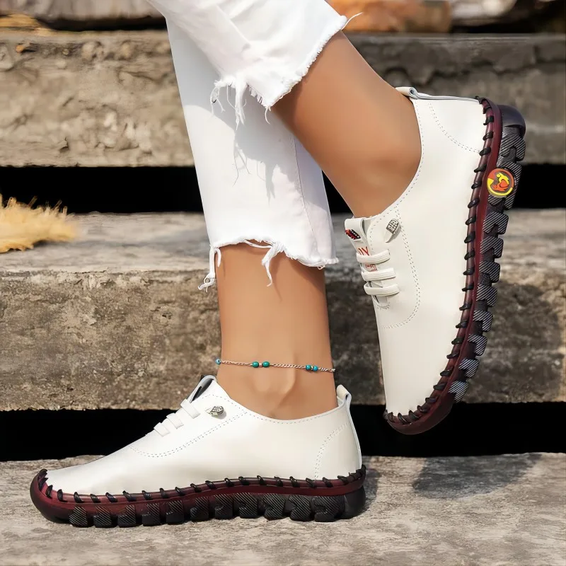 Spring and Summer Soft-soled Roman Breathable Retro Stitching Muffin Bottom Plus Size WOMEN'S Shoes Single women shoes