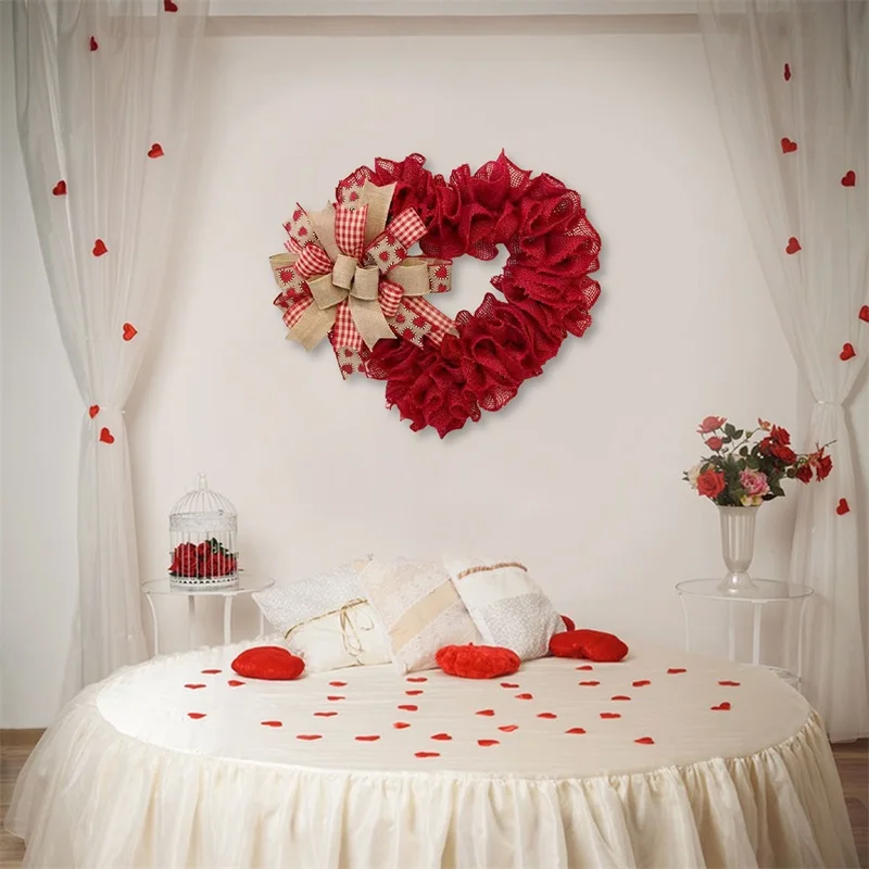 

Венок на День святого Валентина, романтическая искусственная гирлянда в форме сердца, настенные украшения для домашней комнаты