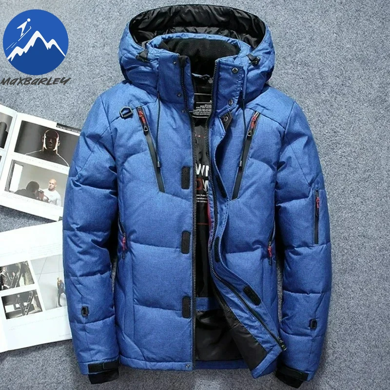 20 Degree Winter Men White Duck Down Jacket Thick Warm Snow Coat