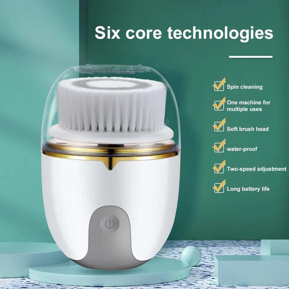 

Multifunction Electric Face Cleaning Brush USB Charging 3 Scrubber Head 2 Speed Massager Cordless Facial Care Beauty Skin Care