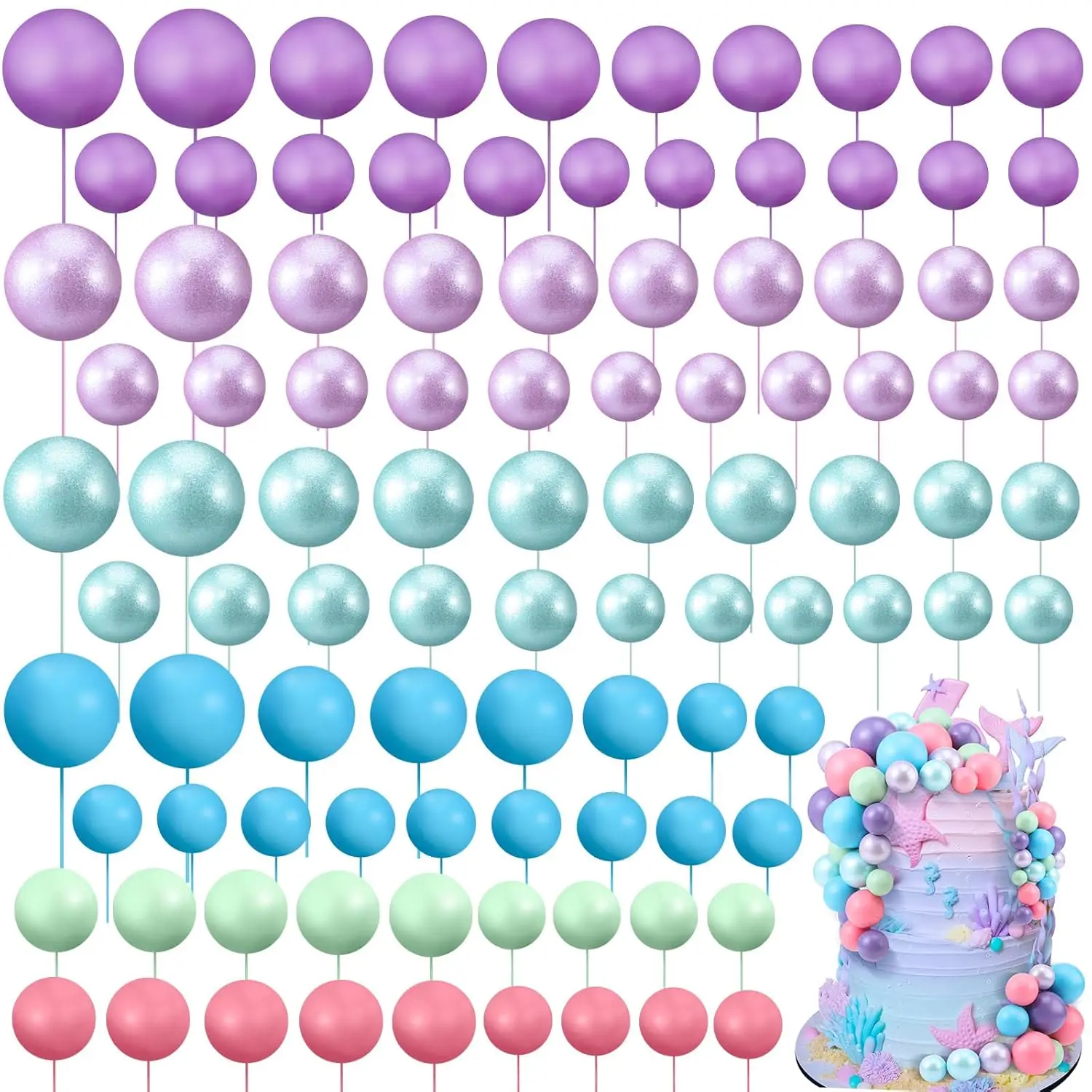 16 Pezzi Topper Per Torta Con Palline In Schiuma | Decorazioni Per Cupcake Fai Da Te | Perle Finte Per Torte Di Compleanno, Laurea, Baby Shower | Rosse E Nere