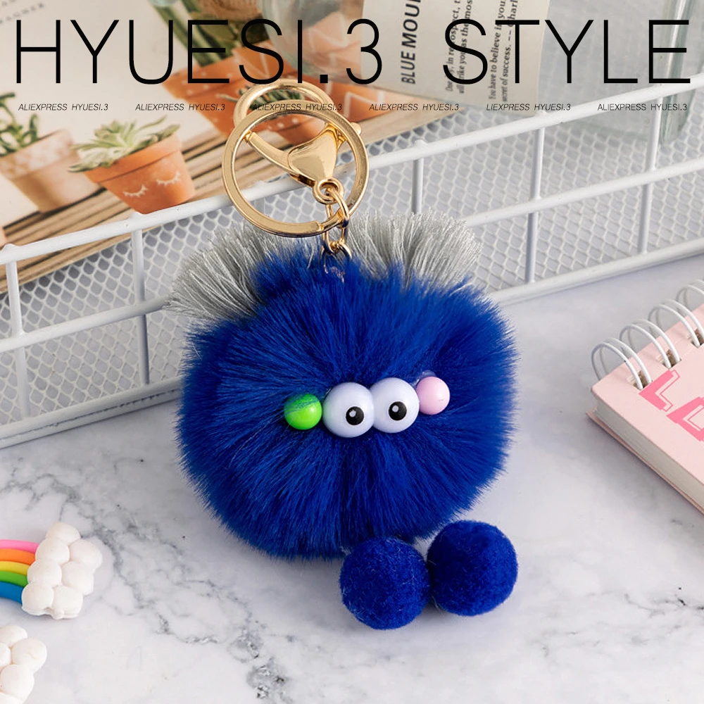 Llaveros De Peluche Bola Peluda - 2 Piezas Para Decorar Bolsos Y Mochilas - Diseño Divertido De Monstruito