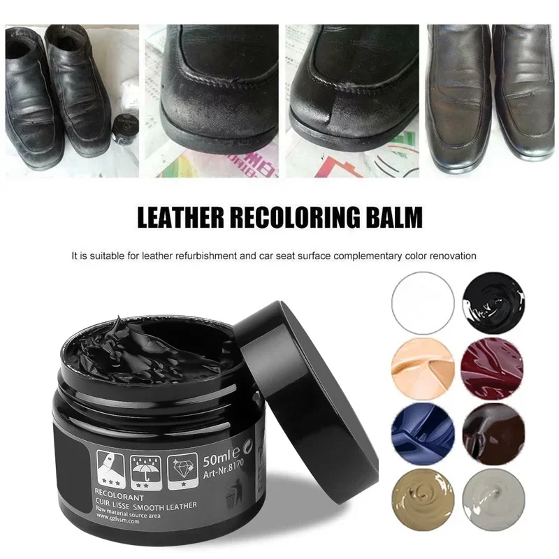 Leather Recoloring Balm Leather Repair Kit for Shoes Furniture Dye Recolor Renew Repair Restore Aged Faded Cracked