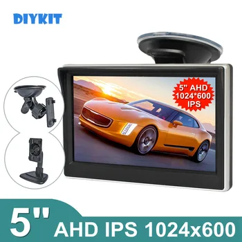 DIYKIT Monitor Retrovisore Auto AHD IPS da 5 Pollici con Ventosa e Staffa per MPV, SUV, Camion e Veicoli Equini