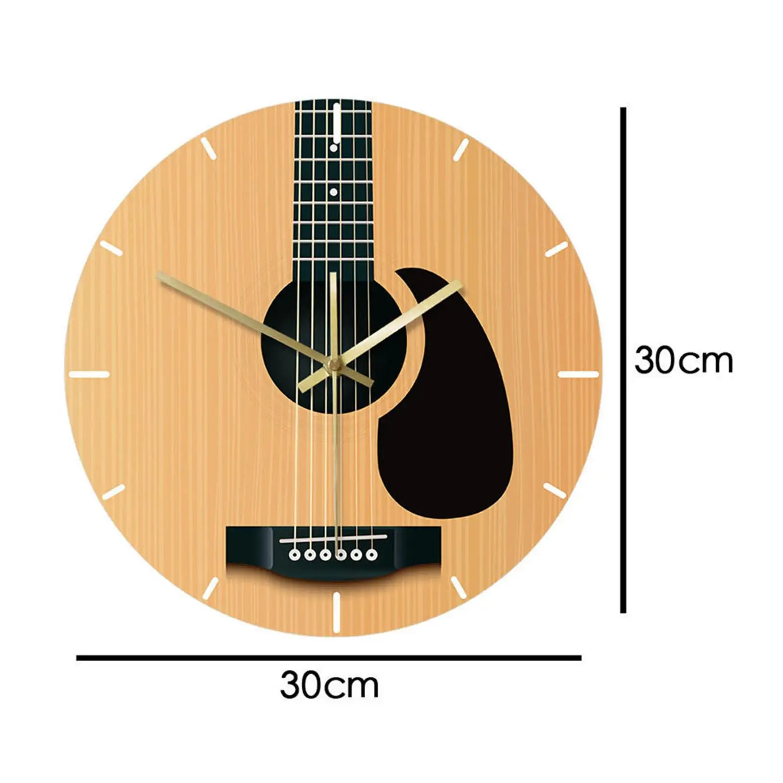 30cm Guitar Wall Clock Music Hanging Instrument Wall Art Home Decor No Ticking for Bedroom Living Room Gift