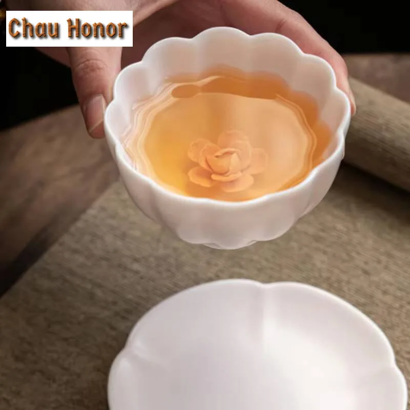 Boutique Ru Kiln Ceramic Small Teacup Handmade Household High-end Chinese Kung Fu Teaset Tea Ceremony Accessories Drinkware Gift
