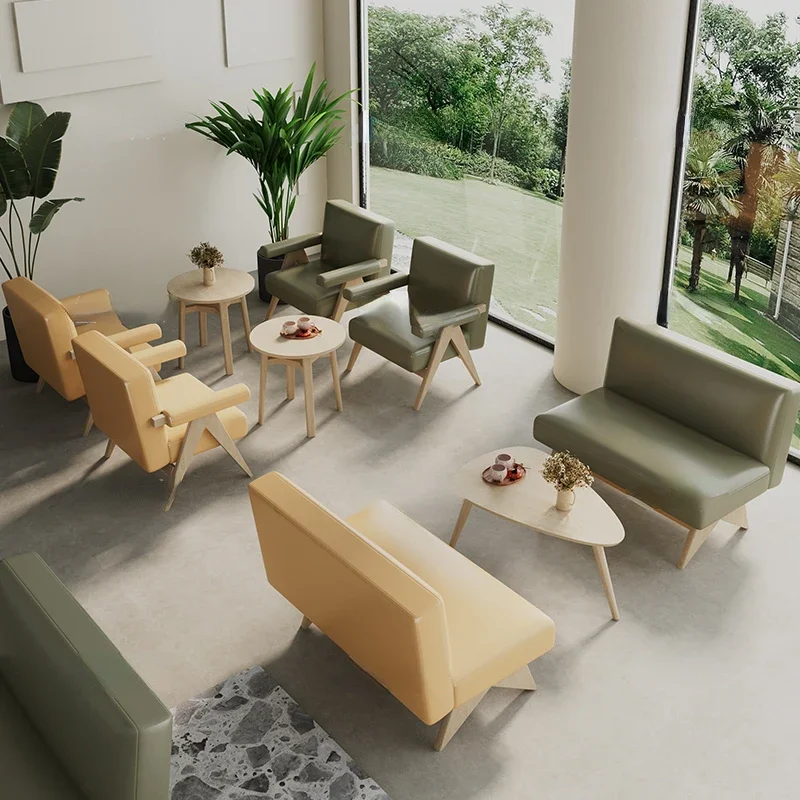 milk tea shop coffee shop dessert baking sofa ins book bar leisure area negotiation solid wood table and chair combination