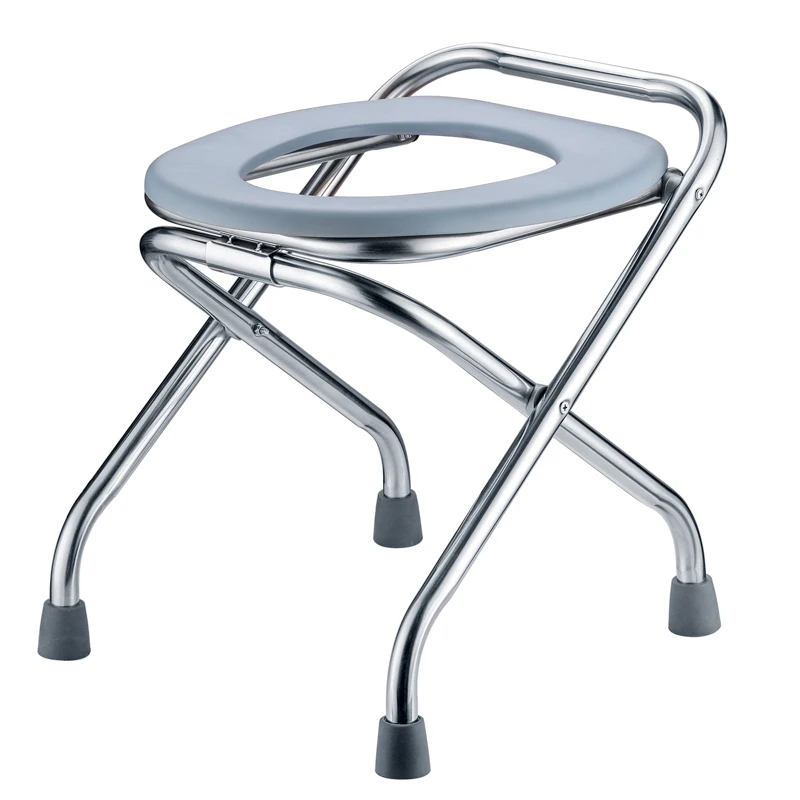 Thickened Portable Toilet-Ideal for Camping Pregnant Women Foldable Adult Commode Lightweight Stainless Steel Chair