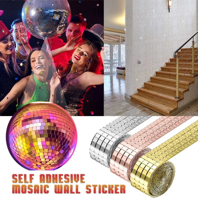 Disco Mirror Tiles 3D Mirror Glass Wall Sticker Block Self-Adhesive Square  Glass Mosaic Tiles Sliver Mirrors Mosaic Wall Sheets - AliExpress