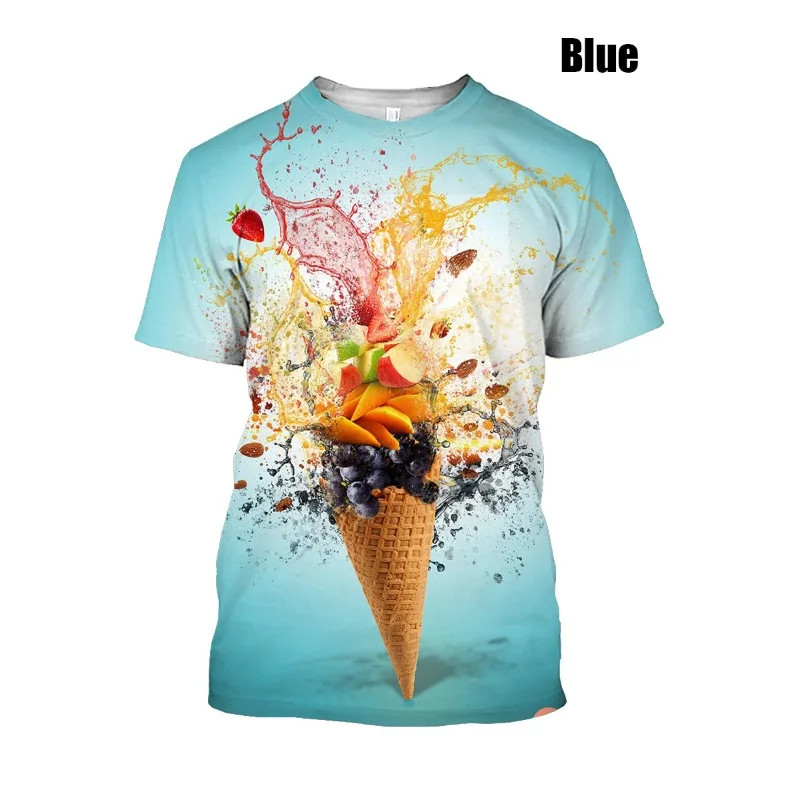 

Ice Cream 3D Printing T-shirt Oversized Haikyuu Graphic Men and Woman Hip Hop Punk Casual Top Street Funny Food Short Sleeved