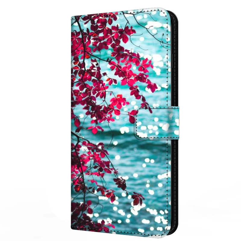 Leather Flip Wallet Case with Magnetic Closure and Stand - Elegant Design with Card Slots