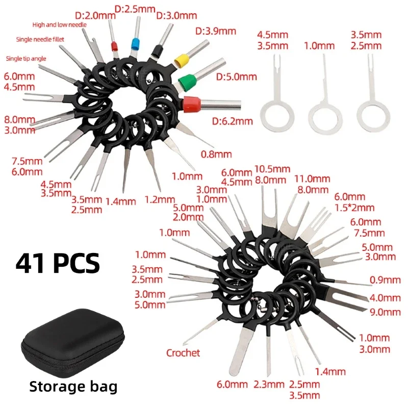 terminal removal kit terminal removal tool electrical connector pin removal kit 41PCS/38PCS Waterproof Bag Terminal Removal Kit Stylus Wiring Crimp Connector Pin Extractor Puller Terminal Repair Tools