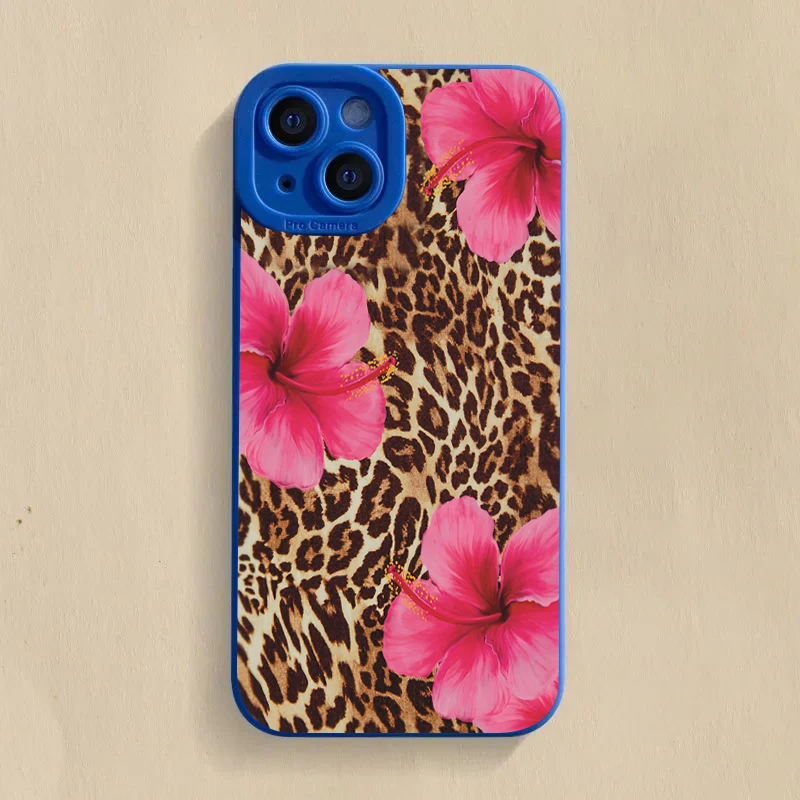 Leopard Print Floral Soft Phone Case Cover