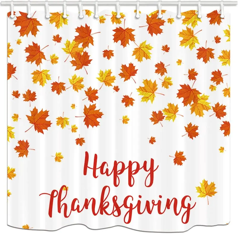 

Осенняя занавеска для душа с листьями, декор для ванной комнаты на День Благодарения, с желтыми листьями, Полиэстеровая ткань, занавеска для ванной с крючками