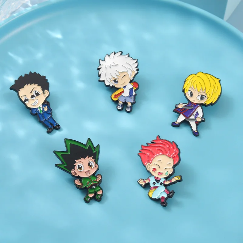 Hunters Enamel Pin GON Killua Kurapika Leorio Hisoka Brooch Lapel Badge Anime Jewelry Gift for Fans