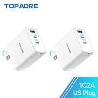 2-Packs 3in1 45W USB Charger Fast Charge QC 3.0 Wall Charging For iPhone Samsung Xiaomi Mobile EU US AU  Plug Adapter Travel