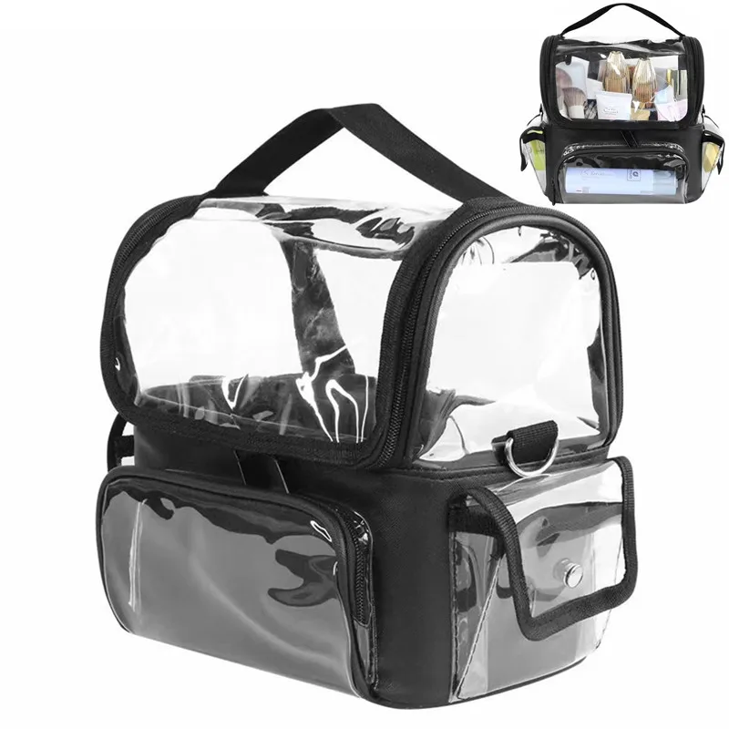 

PVC Women's Cosmetic Bags Salon Makeup Tool Backpack Hairdressing Storage Transparent Waterproof Travel Bag Barber Accessories