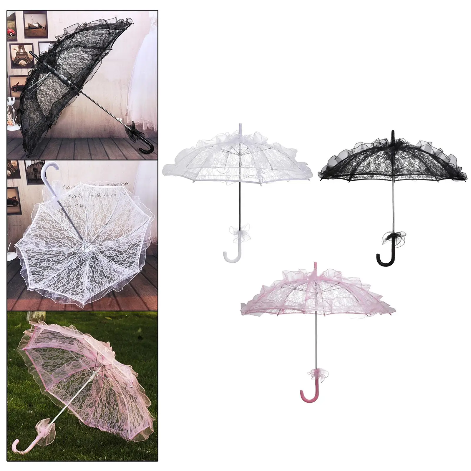 Handmade Lace Umbrella Romantic Vintage Wedding Flower Bridal Parasol Costume Women Dancing Photography Stage Performance