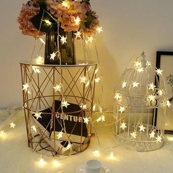 LED Star Fairy Lights Outdoor Chain Lights Garland Bulb String Lights Party Home Wedding Terrace Garden Christmas Decoration 6