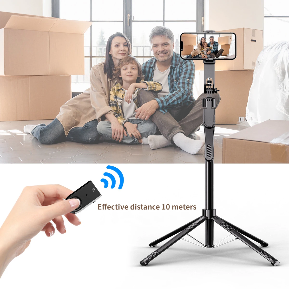 LISCN Wireless Remote Selfie Stick 1.85m Extendable Multifunctional Aluminum Tripod for Selfies/Video Recording/Live Streaming