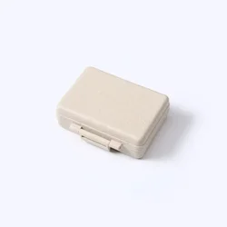 Compact and Colorful Pill Organizer with 9 Grids (Beige)