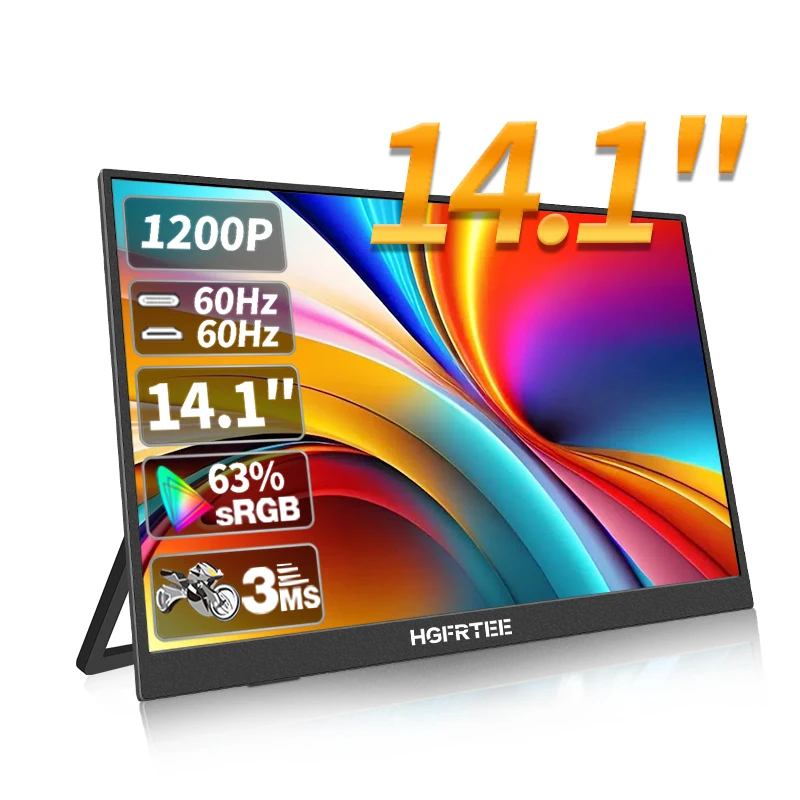 HGFRTEE 14.1inch Mobile Portable Monitor IPS Second Game Screen Extended Display for Laptop with Bracket For xbox/raspberry Pi 2
