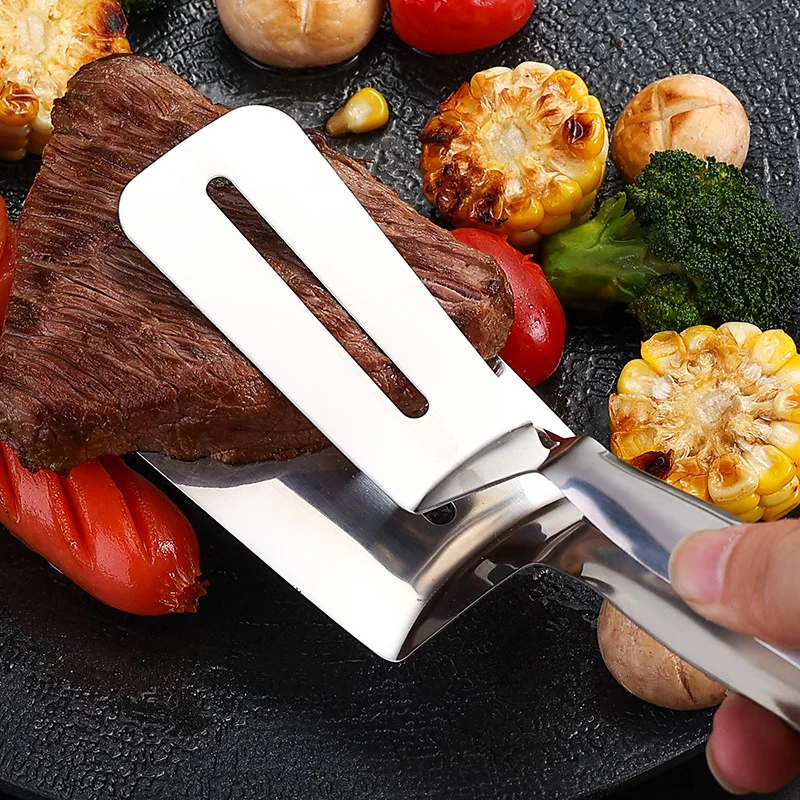 Stainless Steel Food Clip For Frying Steak And Fish With Bread Extended Shovel Clip Multifunctional Kitchen Barbecue Clip
