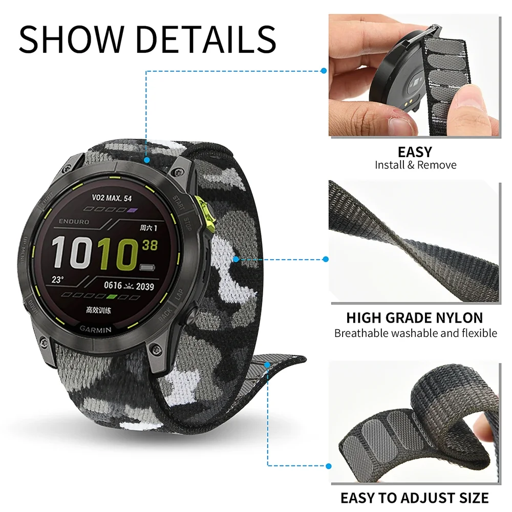 Nylon Quick Fit Hook Loop Woven Sports Watch Band Strap