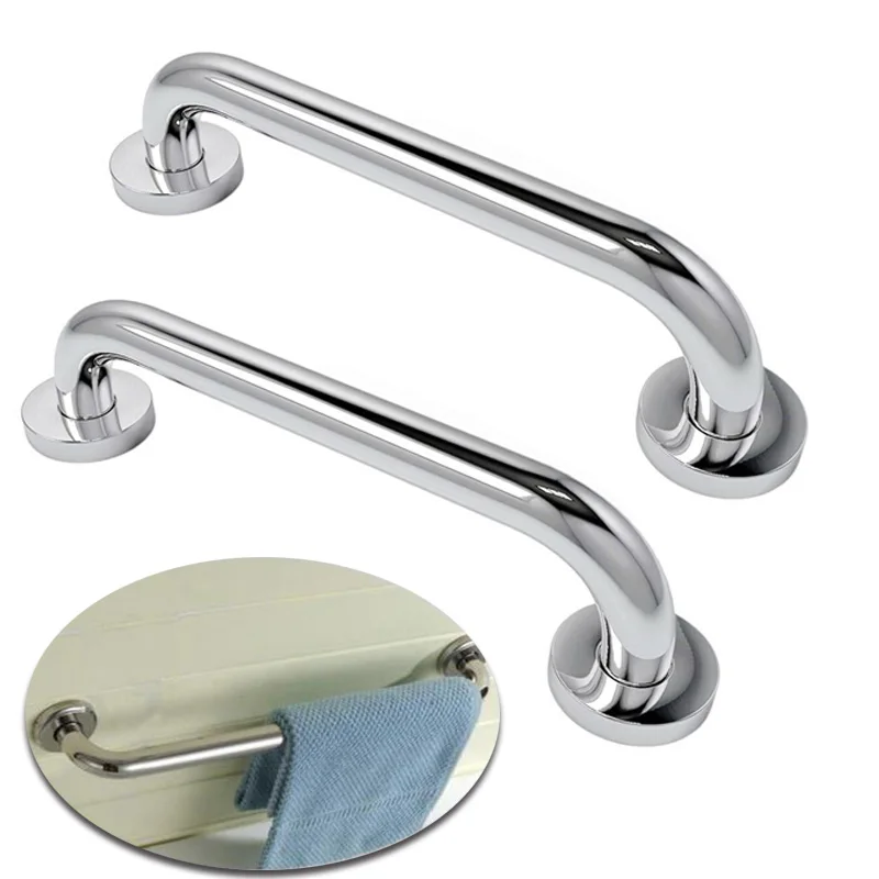 Stainless Steel Grab Bar 2Pcs Bathtub And Shower Barrier-free Safety Railings Elderly Disabled Anti-slip Handles Bathroom Tools