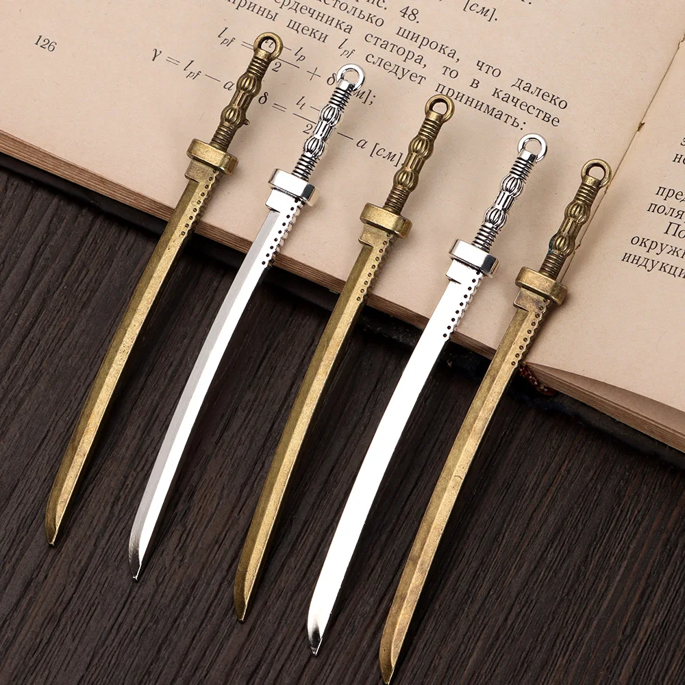 Metal Bookmark 5Pcs Antique Swords Knife Bookmark Charms Silver Swords Vintage Knife Bookmark Pendants Craft Supplies DIY Jewelry Making