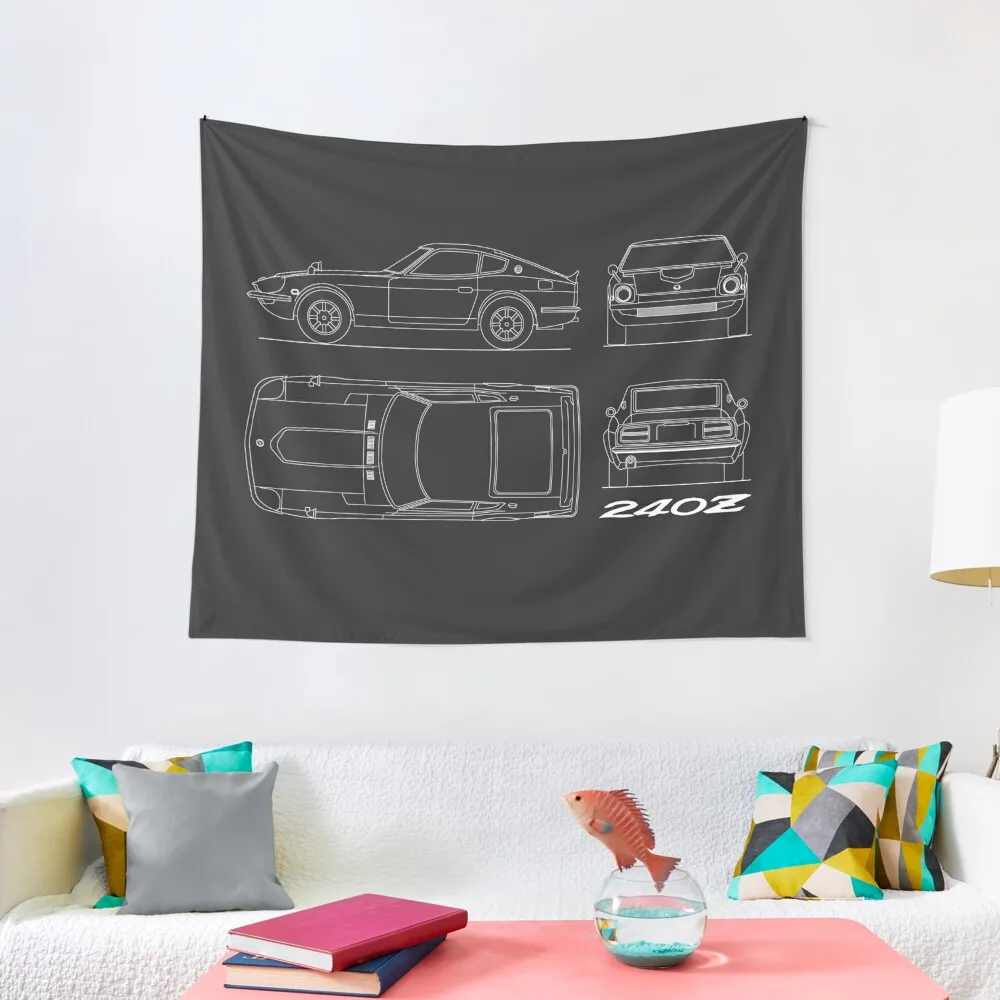 

The 240Z Blueprint Tapestry Aesthetic Room Decorations Hanging Wall Tapestry