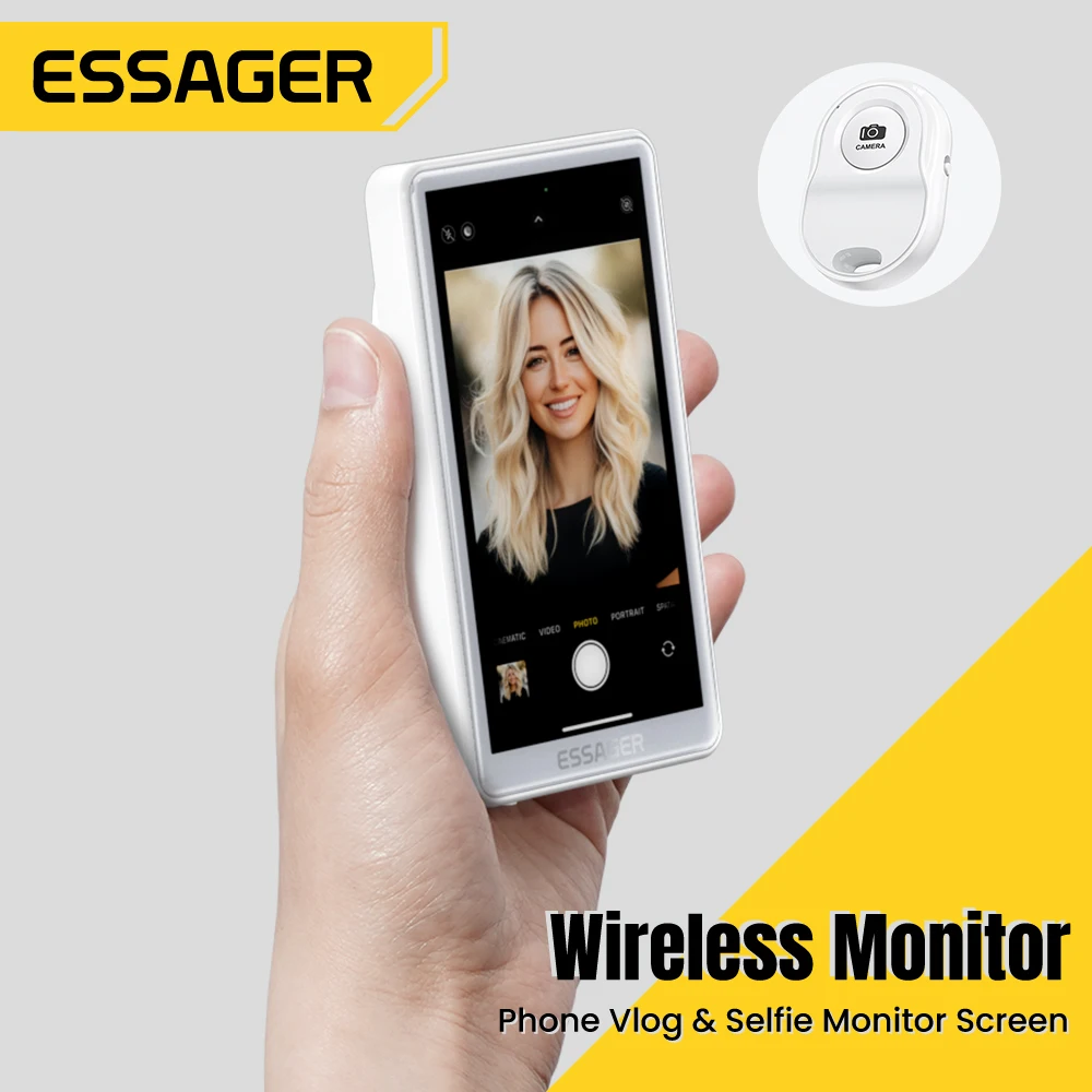 Essager Wireless Magnetic Phone Selfie Monitor Screen 60Hz for Smartphone Rear Camera Selfie Vlog Live Stream for iPhone Android