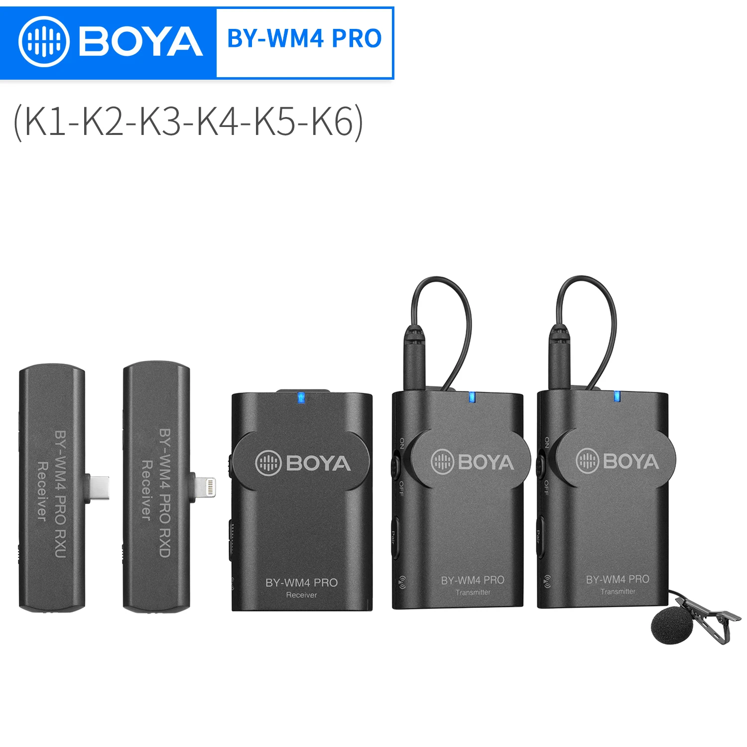 BOYA BY-WM4 PRO K1-K6 2,4G беспроводной петличный микрофон для цифровой зеркальной камеры Canon Nikon iPhone Android YouTube Facebook Live Podcast