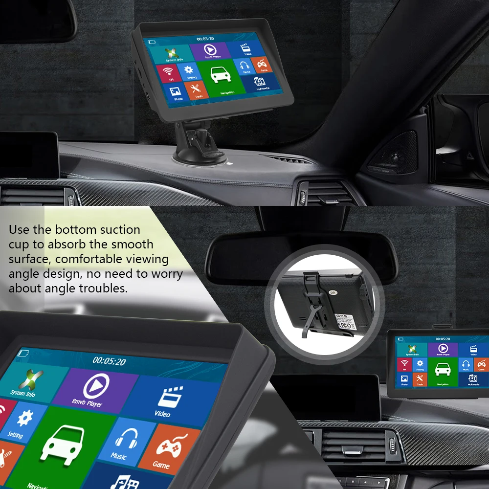 Podofo Radio para coche de 7 pulgadas y 8G, reproductor multimedia con navegación GPS 3D, pantalla retráctil, DDR256M/800MHz integrado, compatible con TF/MMC, monitor portátil para coche, reproductor inteligente, radio FM, compatible con juegos, libros electrónicos, calendario y calculadora, radio universal para coche 5