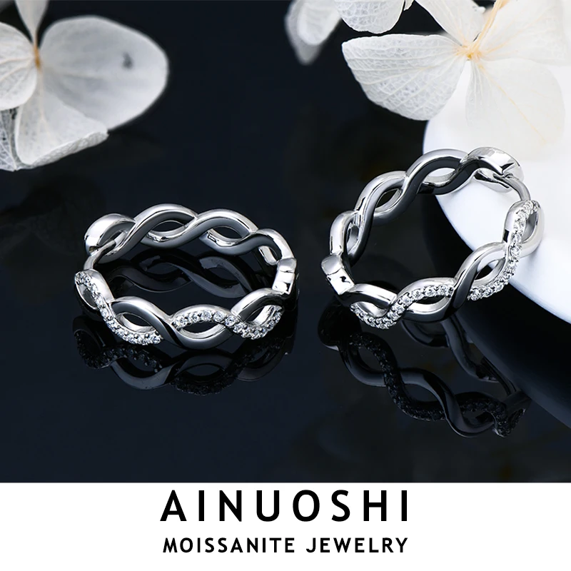 

Серьги-кольца AINUOSHI из серебра 925 пробы с муассанитом