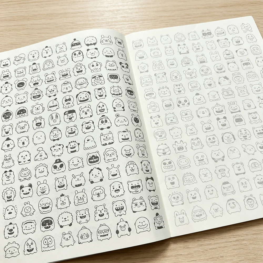 Quaderno da Disegno con 40 Pagine di Personaggi Mostri, Album da Disegno per Principianti Adulti, Libro per Esercizi di Disegno Rilassante con Linee - immagine 4