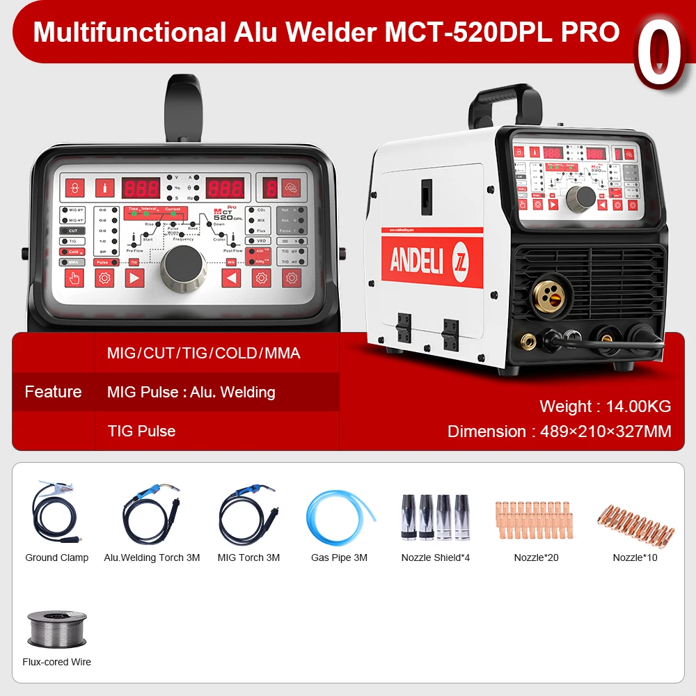 ANDELI Best Sellers MCT-520DPL PRO Aluminum 7 in 1 Welder