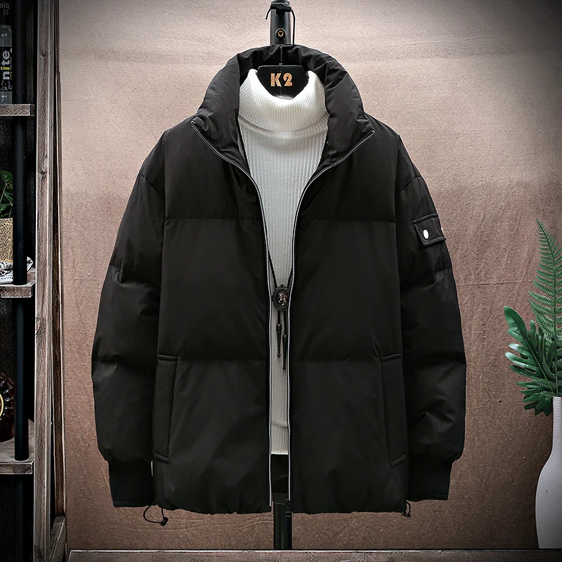 New Men's 2023 Autumn Winter Hooded Cotton-Padded Jackets Slim Gradient Thick Parkas Hip Hop Streetwear Warm Down Coats Clothing