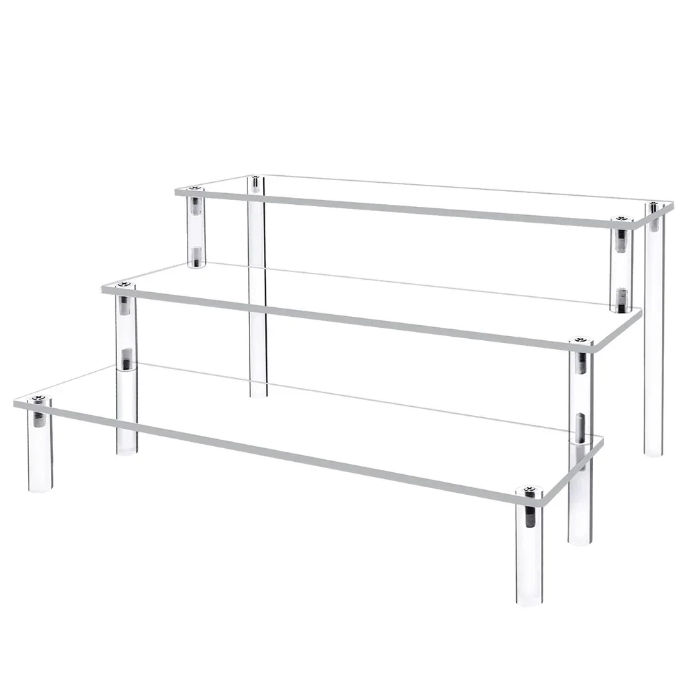 Acrylic Display Risers Clear 4 Tier Perfume Display Holder 30CM Toys Retail Display Rack Jewelry Rack for Decorating/Organizing 5