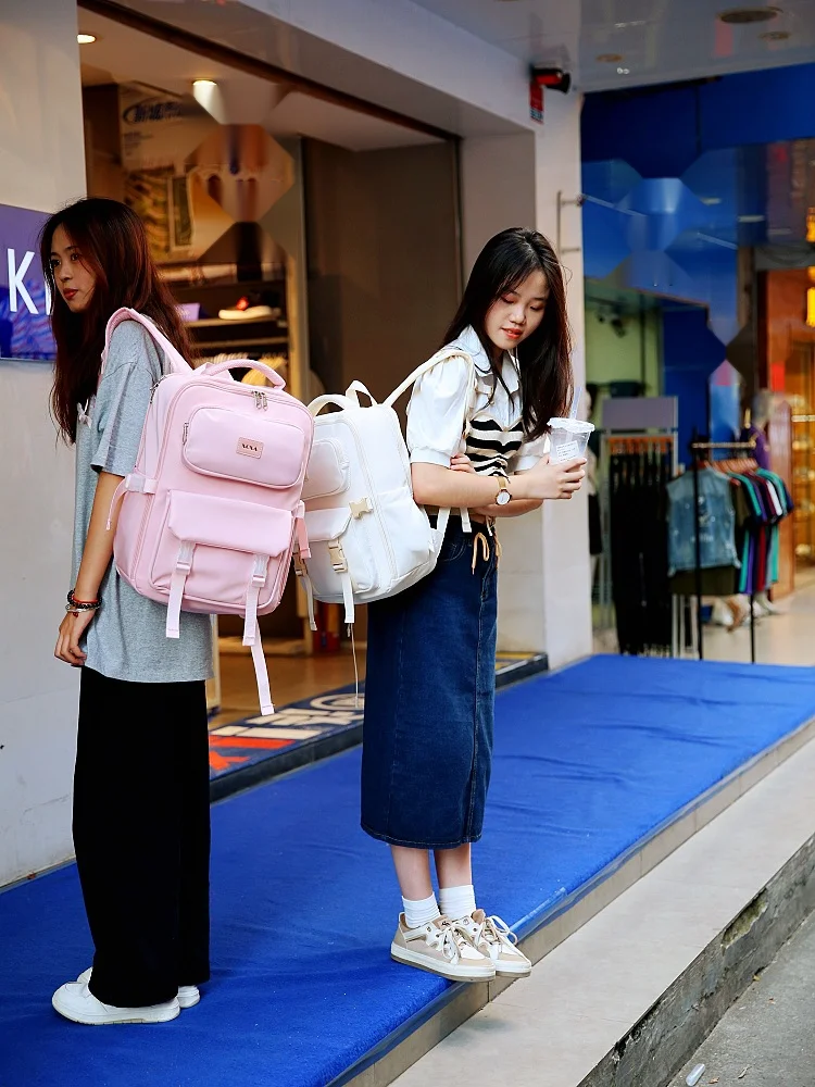 2024 New Women's Versatile Sweet Student Anti Splashing Multi functional Large Capacity Backpack_voghion.com
