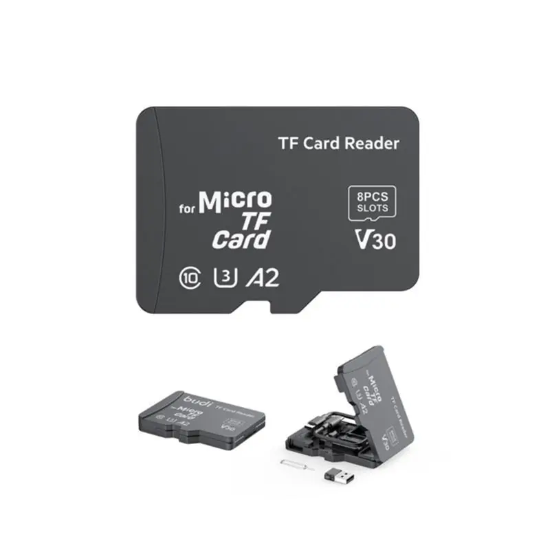 8개 슬롯이 있는 L19-TF 카드 리더기 및 TF형 메모리 카드 보관 케이스 USB Type-C 및 USB 호환 지원