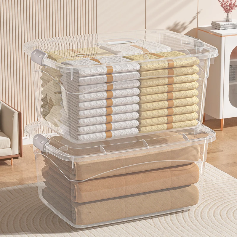 Transparent Plastic Storage Box Thiened Large Capaci for Clothes Toys Clothes for Home Student Dormi Plastic Storage Box