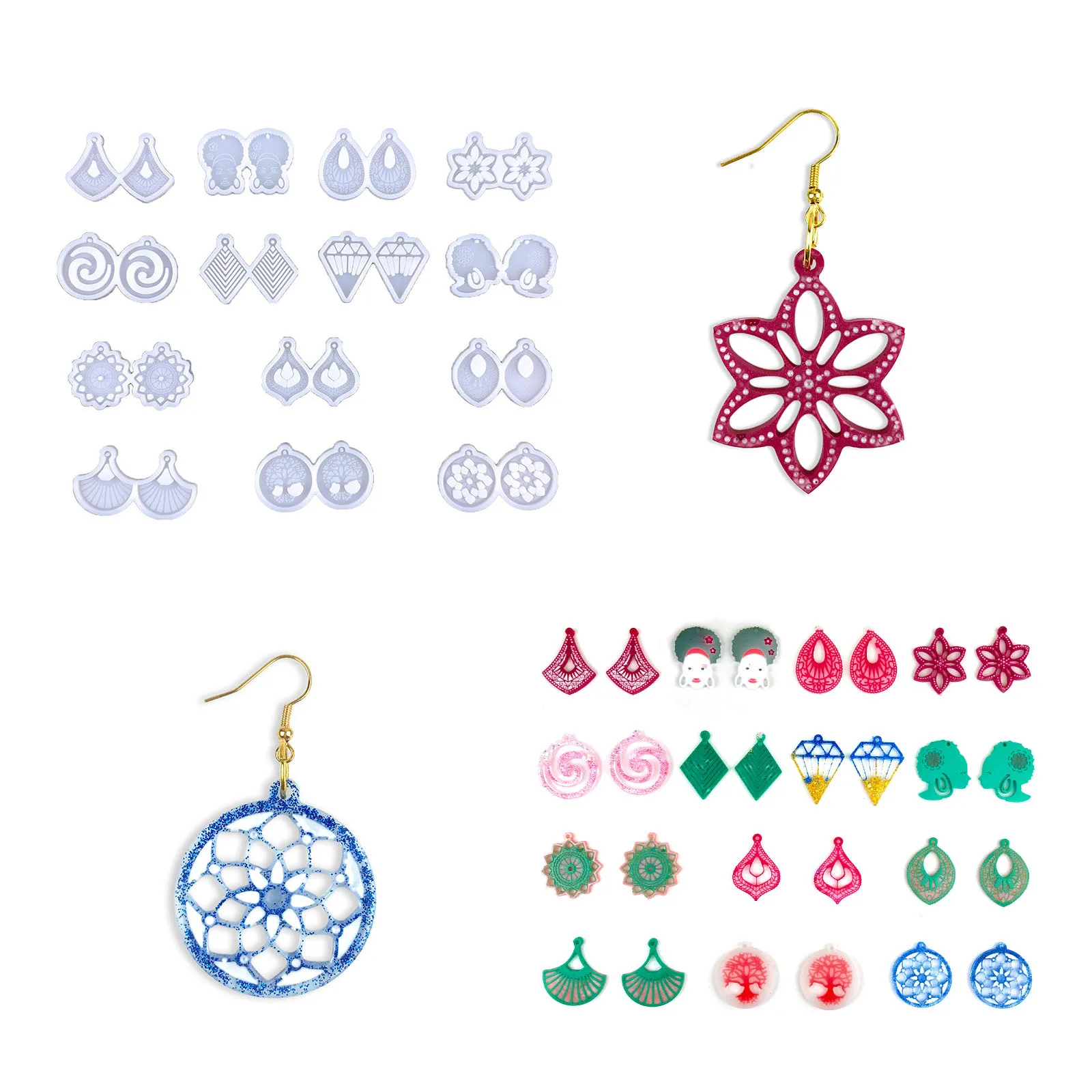 

Цветочные серьги, кристалл, силиконовая форма, «сделай сам», снежинка, полоса, веерообразные цветочные серьги, формочка для силиконовой под...