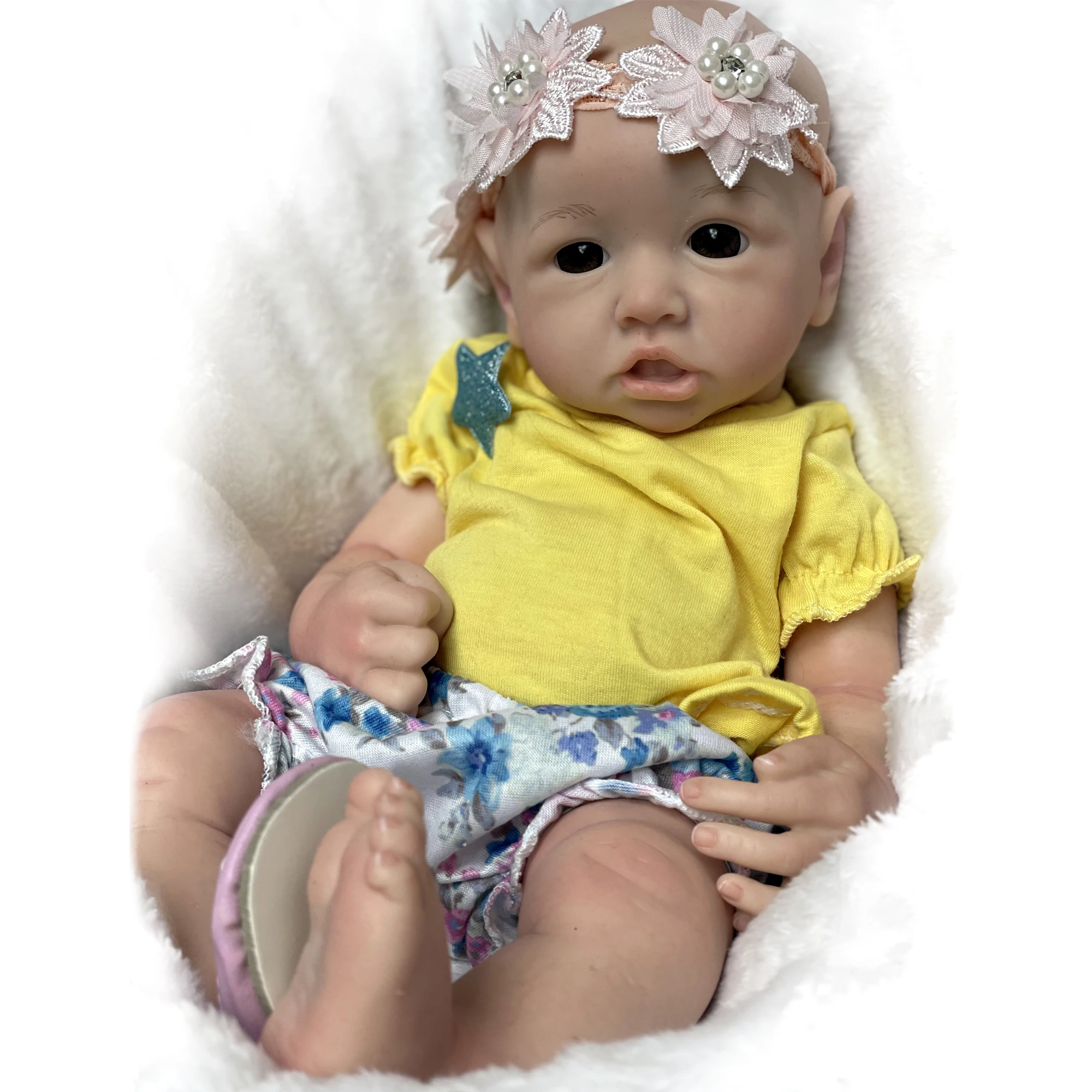 40cm Full Solid Silicone Bebe Reborn Doll Finished Artist Painted Handmade Reborn Baby Doll Muñeca Realistade Silicona