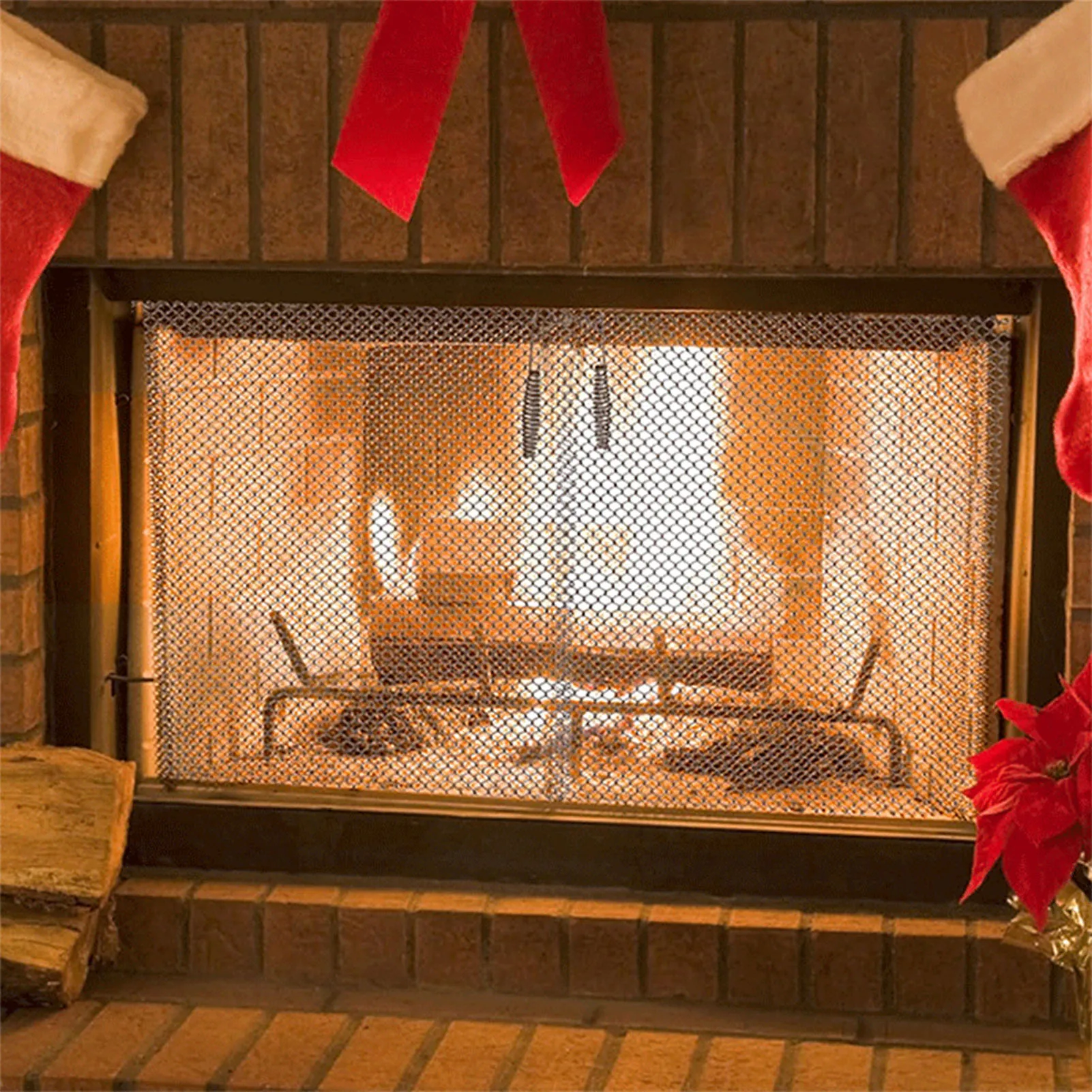 Fireplace Safety Screens High Temperature Resistant Mesh Door with Fine Grids Suitable for Home Wood Burning Fireplaces Safety